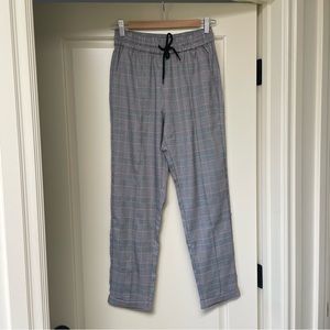 Gray Plaid Drawstring Waist Jogger Pants